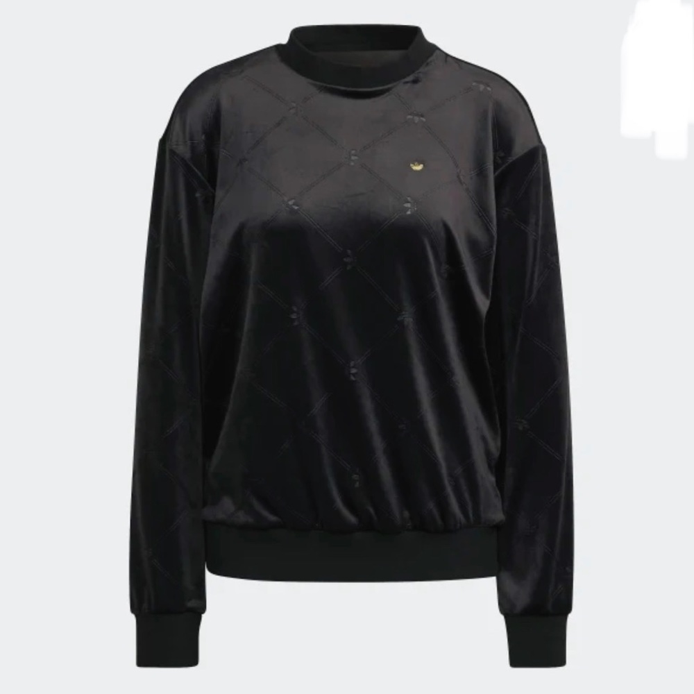 ADIDAS ORIGINALS MONOGRAM VELVET SWEATSHIRT WITH EMBOSSED in black